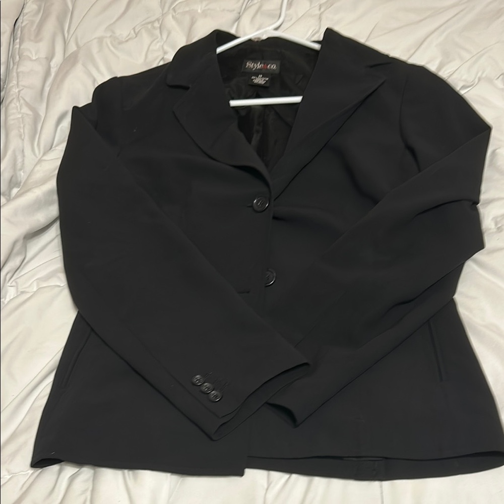 Style & Co. Black Blazer & Suit Jacket with Notched Lapels
